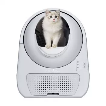 Selbstreinigende Katzentoilette Catlink Scooper Young, grau – 13 l, 600 × 580 mm, 12-V-Adapter