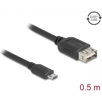USB 2.0 Kabel DELOCK 81517, Micro-USB B auf USB A, 0,5 m, schwarz