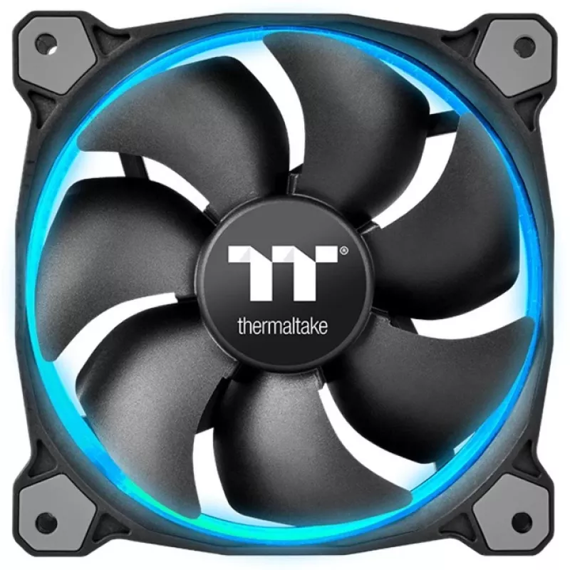 Thermaltake Riing 12 LED RGB Sync Edition CL-F071-PL12SW-A 120-mm-Gehäuselüfter, 3er-Pack, bis zu 1500 U/min, Schwarz