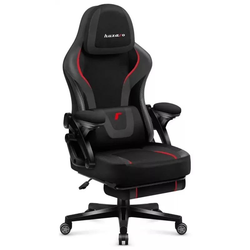 Gaming-Stuhl huzaro Force 4.6 — ergonomischer Stoffsitz, höhenverstellbar, neigbar, Lordosenstütze, 130 kg max., Sitzbreite 41 cm