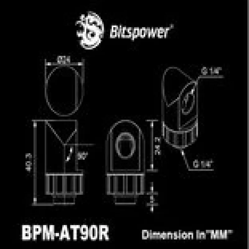 90° Drehfitting BitsPower Artemis — arktisch weiß (BPM-AT90R-WH)