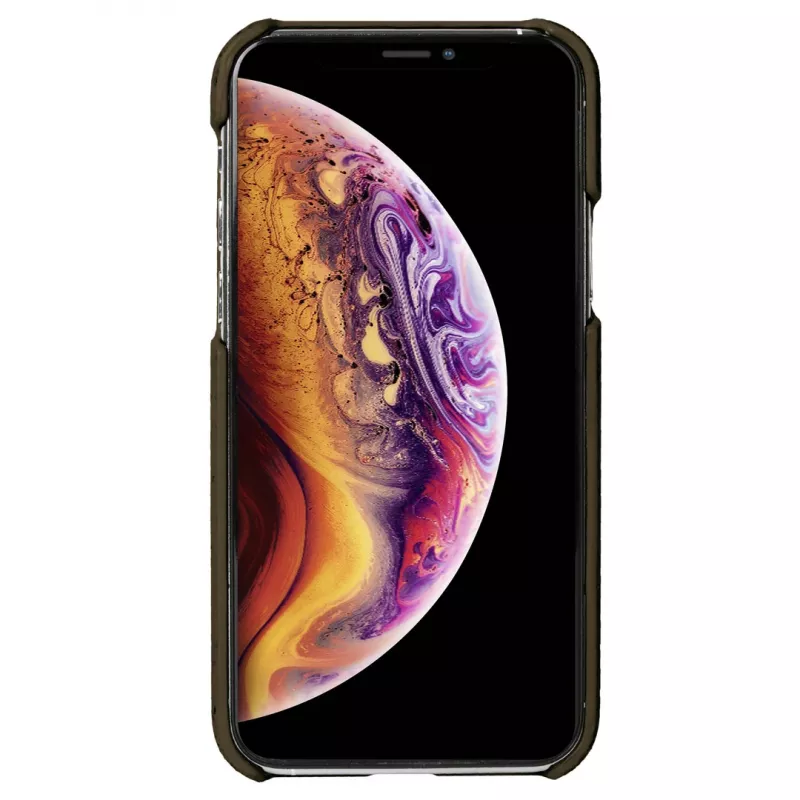 Handyhülle Krusell Birka für Apple iPhone 11 Pro, dunkelbraune Lederoptik-Hülle