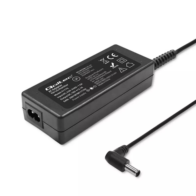 Qoltec 51775 Netzteil für LG-Monitore, 40 W, 19 V 2,1 A, 6,5x4,4-mm-Stecker