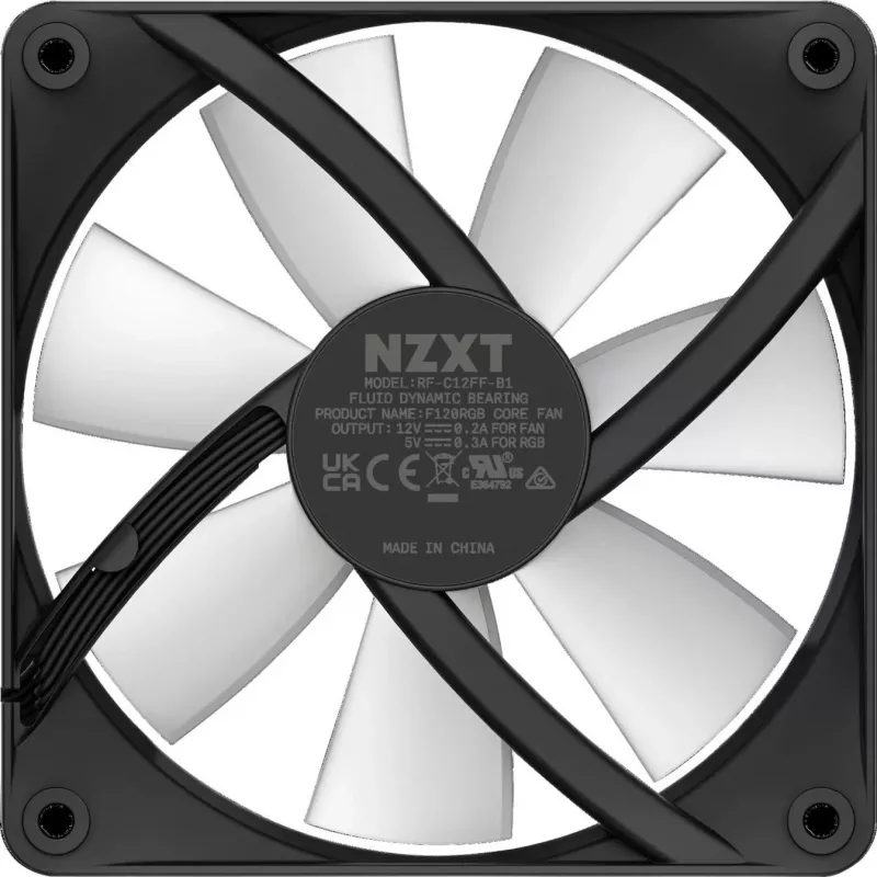NZXT F120 RGB Core Gehäuselüfter 120 mm, 4-Pin-PWM, Schwarz
