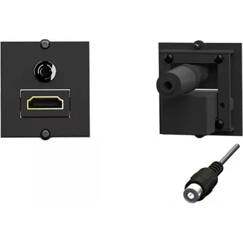 Steckdosen-Einsatz HDMI + 3,5mm Bachmann 917.189, 1-fach, schwarz