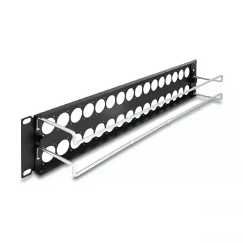 DeLOCK 67057 19-Zoll D-Typ Patchpanel mit Zugentlastung, 32-Port, schwarz