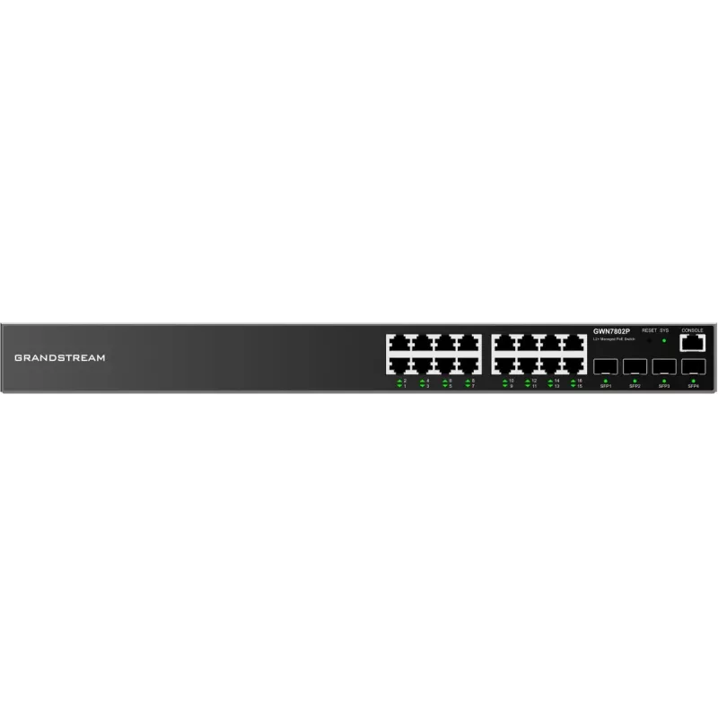 Grandstream GWN7802P Managed L2+ PoE+ Switch, 16x Gigabit, 4x SFP