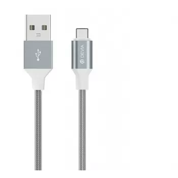 USB Micro-B Kabel Devia Pheez Serie 1 m, 5V 2,4A, grau