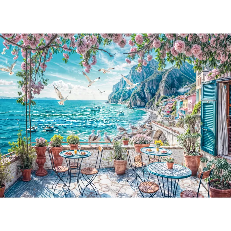 Schmidt Spiele Terrassen am Meer, 1000-teiliges Puzzle, landschaftliche maritime Szene