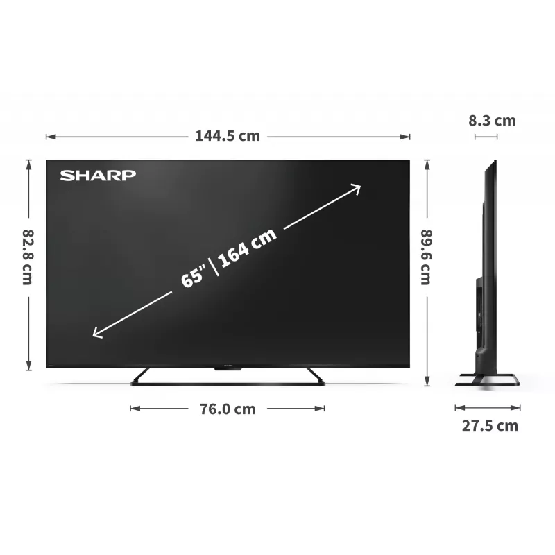 Sharp | 65HR7265E | 65 | Smart TV | Google TV | Schwarz