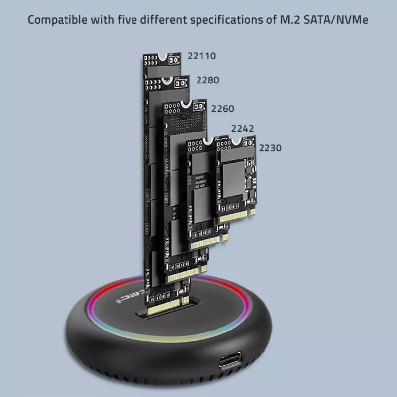 M.2 SSD-Dockingstation QOLTEC 52275 für SATA- und NVMe-Laufwerke, USB-Anschluss