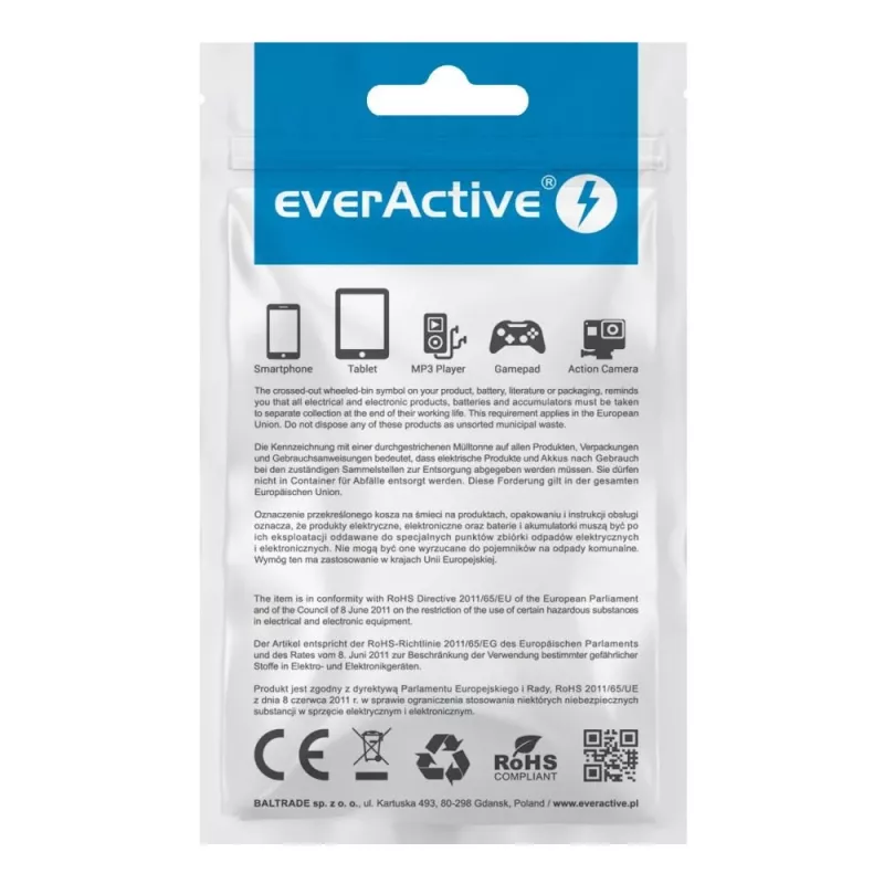 everActive Kabel USB 1m - Weiß, Silikon, Schnellladung, 2,4A - CBS-1MW