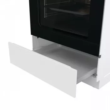 Freistehender Gasherd Gorenje GG6A10WFFM, weiß, 4-Flammen-Kochfeld, 72 L Gasbackofen, Drehregler vorne