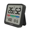 Savio CT-01/B kabelloser Temperatur- und Feuchtigkeitssensor für den Innenbereich, LCD, Uhr, Datum, Magnethalterung, schwarz