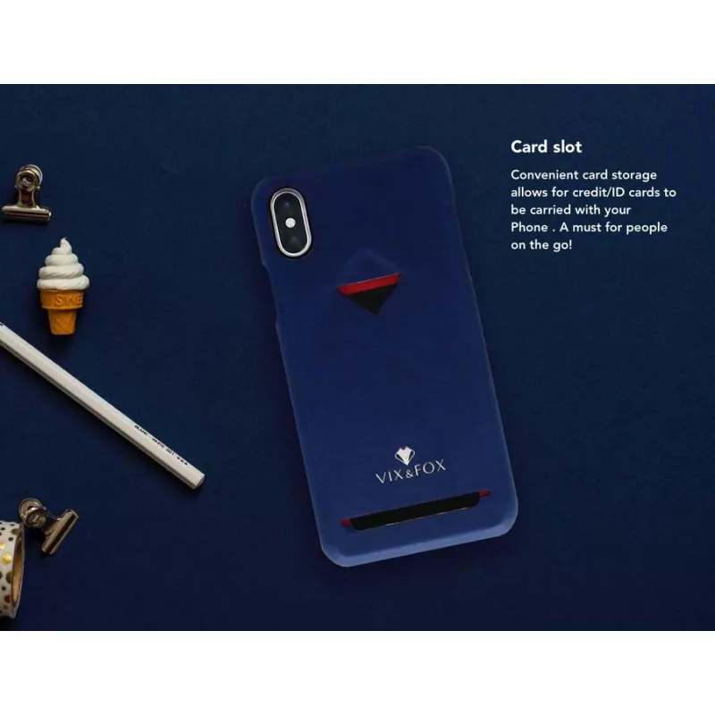 Kartenfach-Rückenschale VixFox für iPhone XSMAX, marineblau, Rückseitenabdeckung mit integriertem Kartenfach