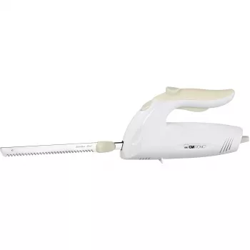 Elektrisches Messer CLATRONIC EM 3062, handgeführter Lebensmittelschneider, weiß, Edelstahlklingen, 160 W