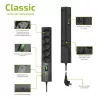 EVER CLASSIC T/LZ09-CLA015/0000 Überspannungsschutz-Steckdosenleiste, 5 Steckdosen Typ E, 250 V, 1,5 m Kabel, mit Schalter, Kindersicherung, schwarz
