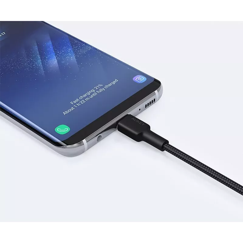 AUKEY CB-CD30 USB-A-auf-USB-C-Kabel 0,9 m, Nylongeflecht, 60W PD, 3A, schwarz
