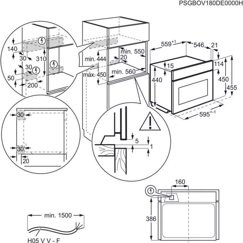Electrolux EVL6E49X Einbau-Kompaktbackofen mit Mikrowellenfunktion, 44 l, 45,5 cm Höhe, Schwarz/Edelstahl