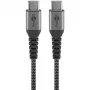 Goobay 49301 USB-C-auf-USB-C-Textilkabel mit Metallsteckern, 0,5 m, Space Grey/Silber