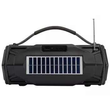 Tracer Explorer TRAGLO47616 tragbarer Bluetooth-Lautsprecher, TWS, Bluetooth 5.3, 15 W RMS, UKW-Radio, Taschenlampe, Solarpanel, 1800-mAh-Powerbank, microSD, Schwarz