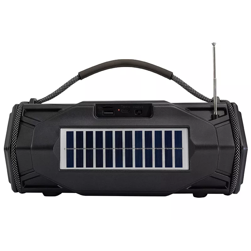 Tracer Explorer TRAGLO47616 tragbarer Bluetooth-Lautsprecher, TWS, Bluetooth 5.3, 15 W RMS, UKW-Radio, Taschenlampe, Solarpanel, 1800-mAh-Powerbank, microSD, Schwarz