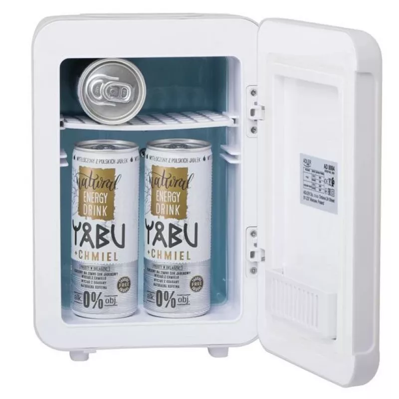 Mini-Kühlschrank Adler AD 8084G — kompakt grau 12V/230V, 4 L Kapazität, tragbar, rechts angeschlagene Tür