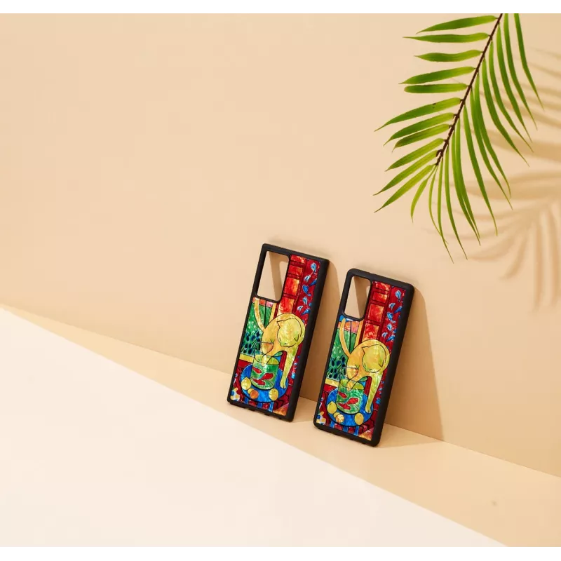Handyhülle iKins für Samsung Galaxy Note 20 Ultra — Katzendesign roter Fisch
