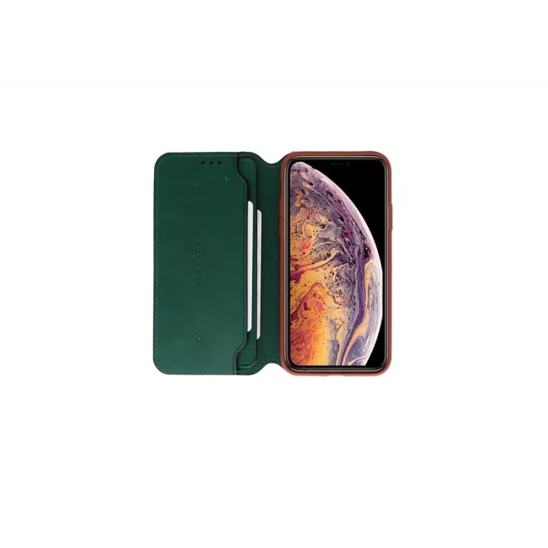 Schutzhülle VixFox für iPhone XSMAX – waldgrün, Folio-Hülle mit Kartenfach