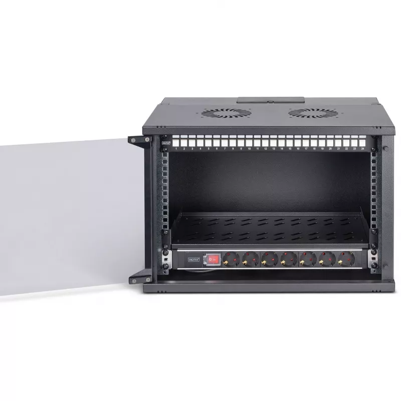 DIGITUS SOHO Pro DN-49203-SET 19" 7HE Wandmontage-Netzwerk-Set mit Zubehör, 540 x 400 mm, schwarz