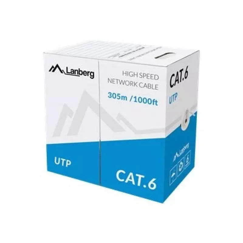 Lanberg LCU6-10CC-0305-S Netzwerkkabel Cat6 U/UTP, 305 m, starr, CCA, 1 Gb/s, Grau