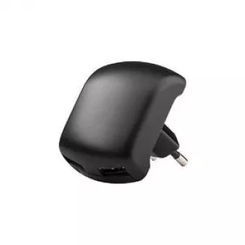 USB-Ladeadapter 230V auf 2x USB (2A) – Reiseladegerät (schwarz gummiert)