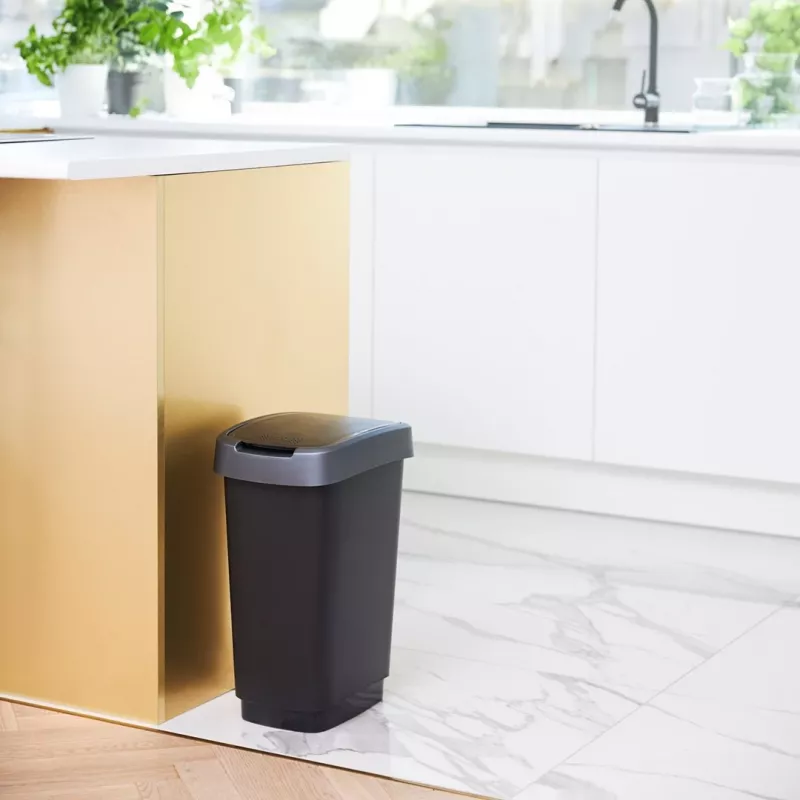 Rotho Twist Drehmülleimer 25 l, silber
