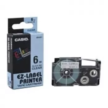 Casio XR-6X1 Beschriftungsband, 6 mm, Schwarz auf Transparent