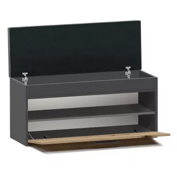 Geschlossener Schuhschrank Top e Shop PARMA — Anthrazit und Eiche, Spanplatte, 1000×490×350 mm