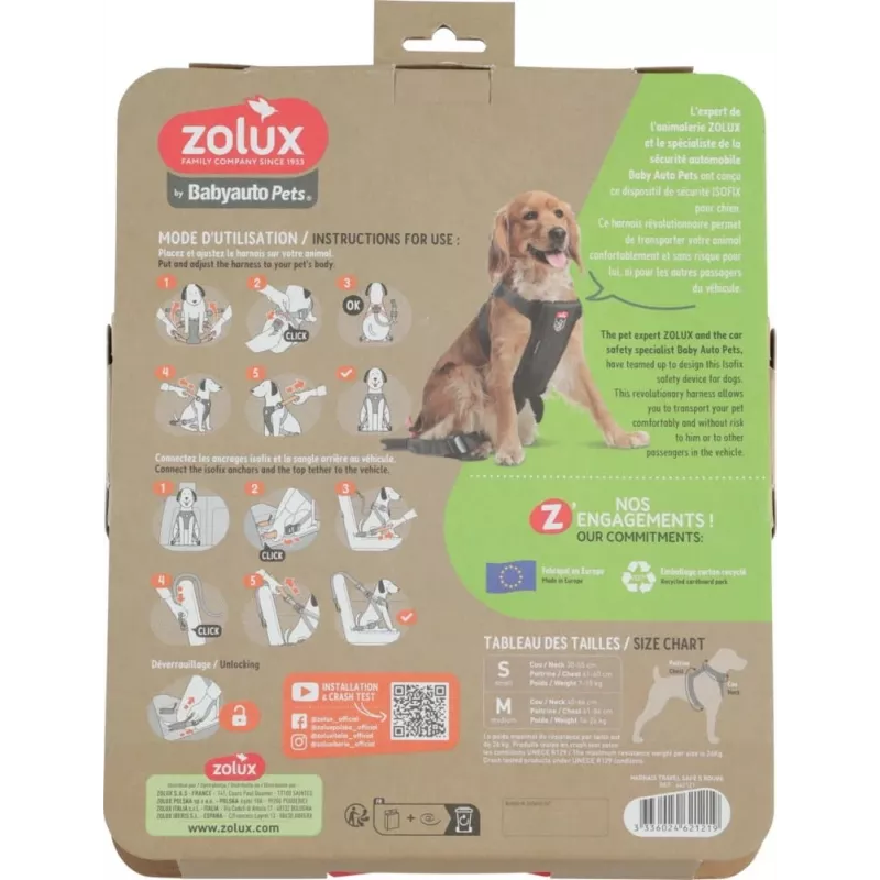 Hundegeschirr ZOLUX TRAVEL SAFE S, Größe S, rot