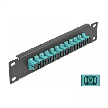 Glasfaser-Patchpanel DeLOCK 10 Zoll 12 Port SC Simplex aqua 1U schwarz