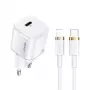 USAMS T36 Mini USB-C Netzladegerät, 20 W, PD 3.0, mit 1 m USB-C-auf-Lightning-Kabel
