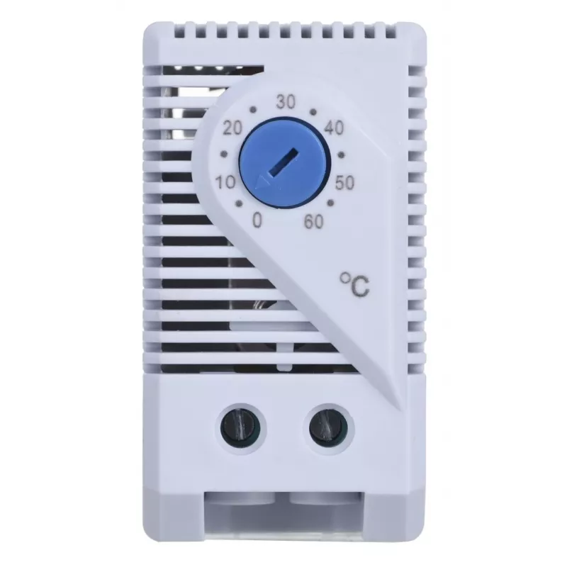 Thermostat Alantec KTS, Drehregler, IP20, Kunststoffgehäuse, grau, -45–70°C, 60×33×43 mm