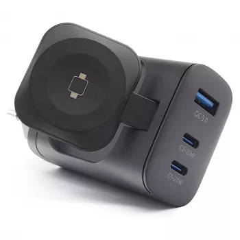 RealPower 450476 mobiles Ladegerät Powerbank, Smartwatch, Tablet Schwarz AC Kabelloses Laden Schnellladung Innenbereich