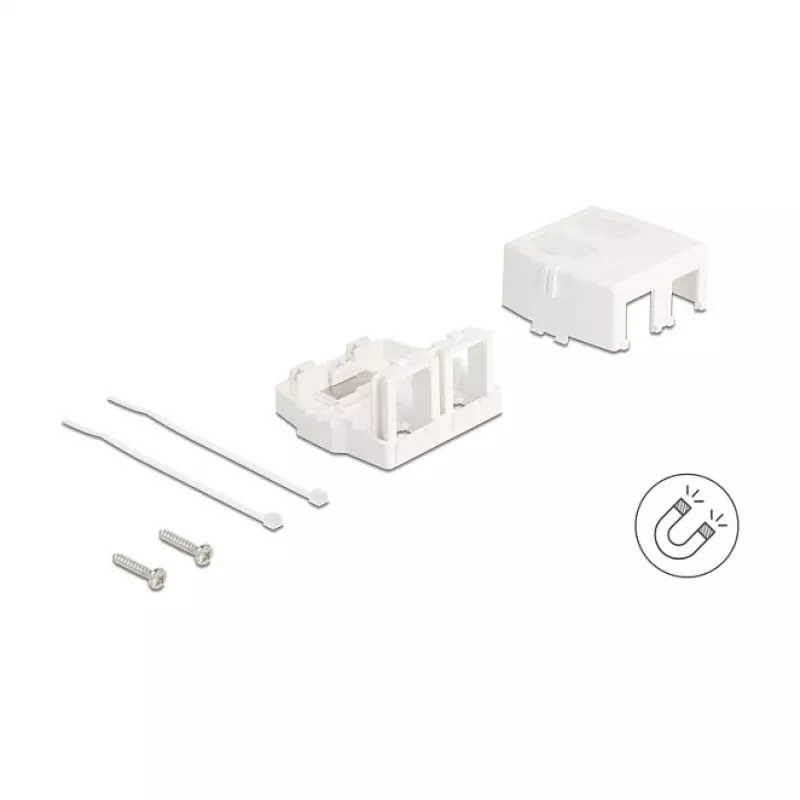 Delock 85843 Keystone Leergehäuse, 2-Port, mit Magnetfuß, weiß