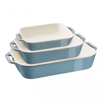 Staub 40508-172-0 Keramik-Backset rechteckig, 3-teilig, Antique Turquoise