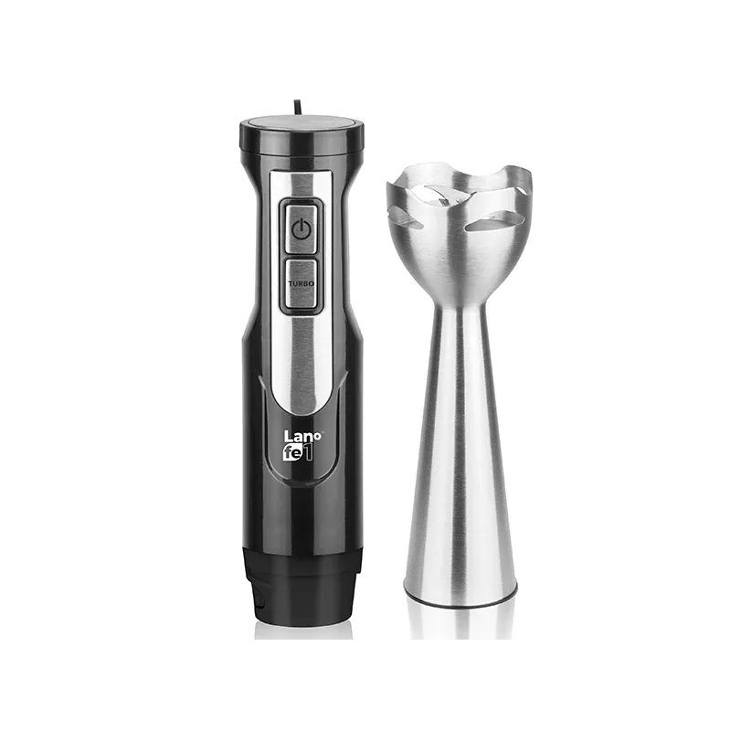 LAFE BlendMix BRK-003A Stabmixer-Set, 800 W, 2 Geschwindigkeiten, Turbo, Edelstahlmesser, 0,6-l-Becher, schwarz/silber