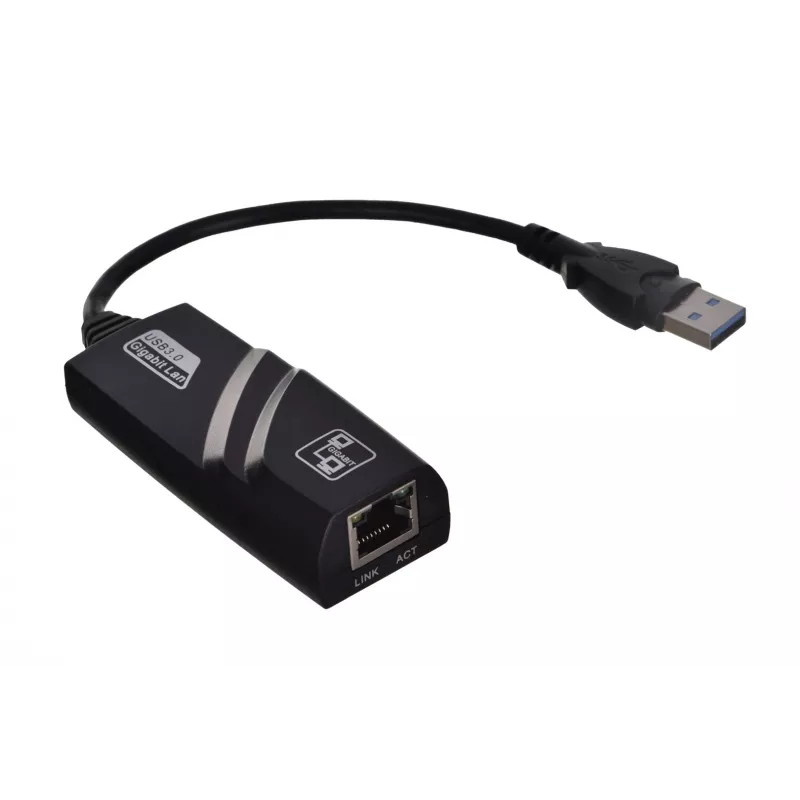 Akyga AK-AD-31 USB-3.0-auf-Gigabit-Ethernet-Adapter, RJ45, 15 cm Kabel, schwarz