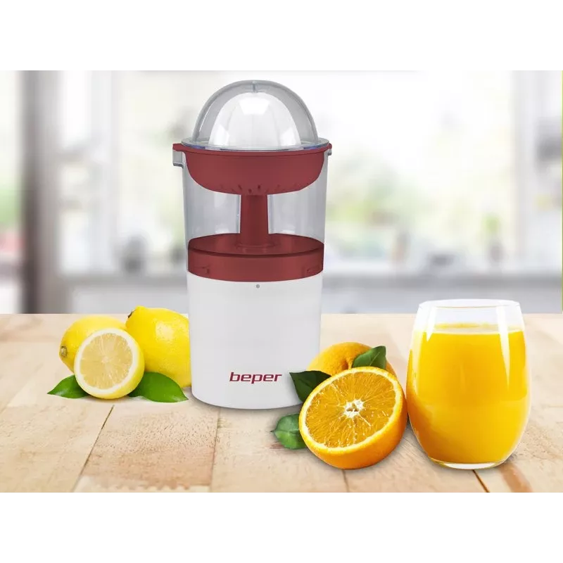 Beper P102EST100 USB-wiederaufladbare Zitruspresse, 250 ml, Weiß/Rot