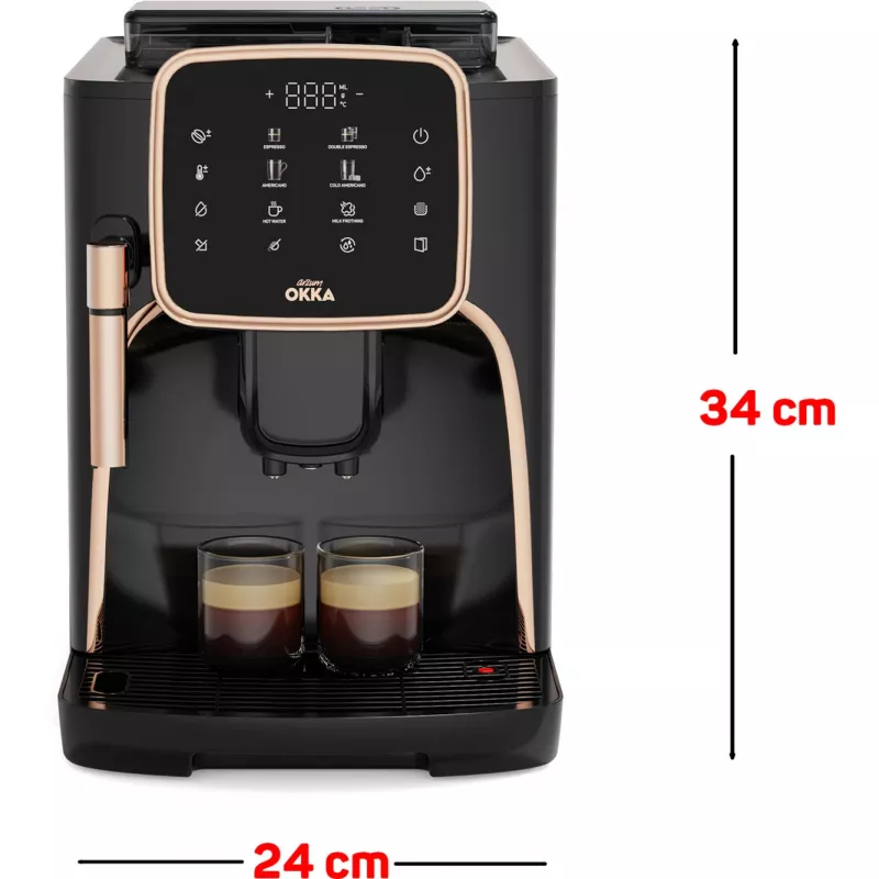 Okka Espresso Pro, Vollautomat Schwarz/Bronze, 1450 Watt
