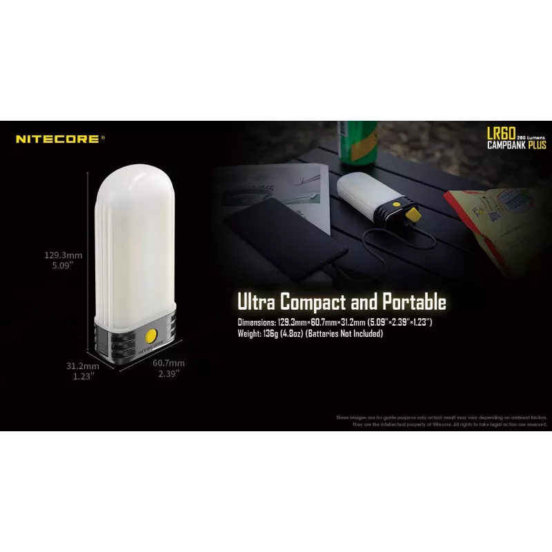 Batteriebetriebene Campinglaterne Nitecore LR60 280 lm USB C