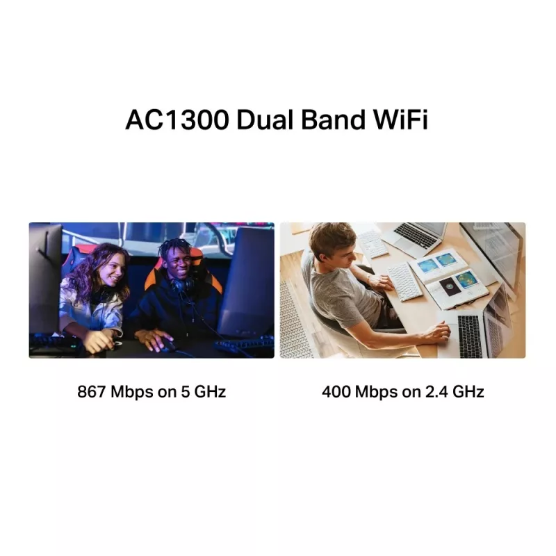Mercusys MA30H AC1300 High-Gain-Dualband-WLAN-USB-Adapter, Schwarz