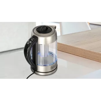 Wasserkocher Black & Decker 1,7 L 2200 W Schwarz Edelstahl Transparent