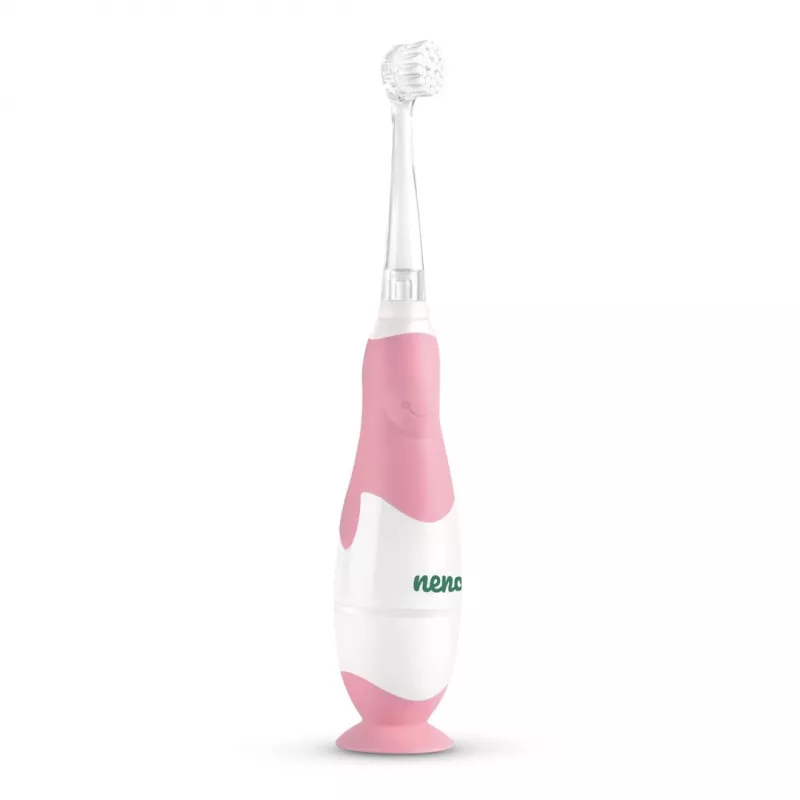Elektrische Zahnbürste neno Denti Pink für Kinder — vibrierend, weiche Borsten, AAA-Batterie, 2‑Minuten-Timer